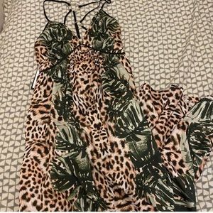 Guess palm and leopard print Paula dress